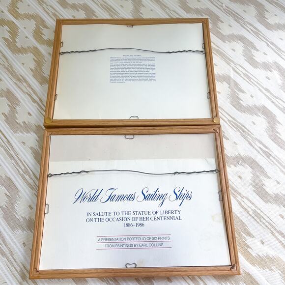 Set 2 Framed 13in Nautical Sailing Sailboat Prints Art Vintage Earl Collins Wood - Picture 4 of 6